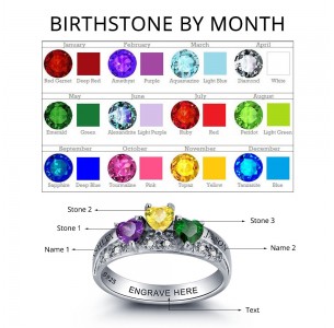 Birthstone Ring, Sterling Silver Personalized Engravable Ring JEWJORI101996